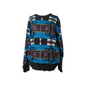 80's 90's ST JOHN'S BAY Southwestern Wool Blend Sweater M